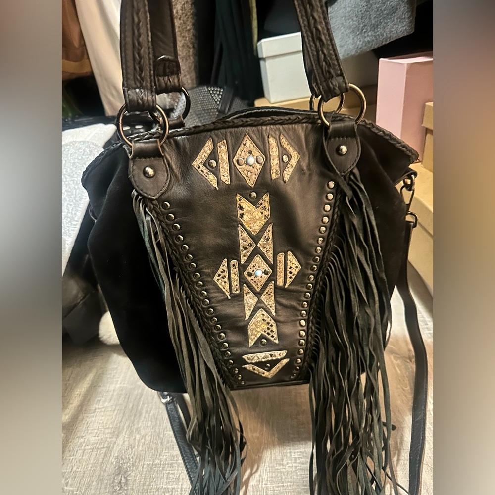 Black fringe purse